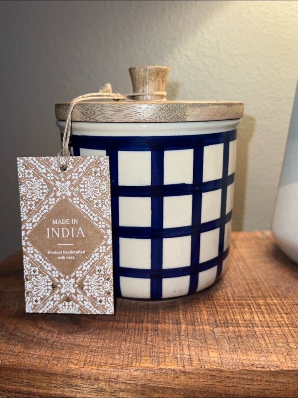 Made In India Ceramic Jar with Wood Lid - Picture 6 of 9